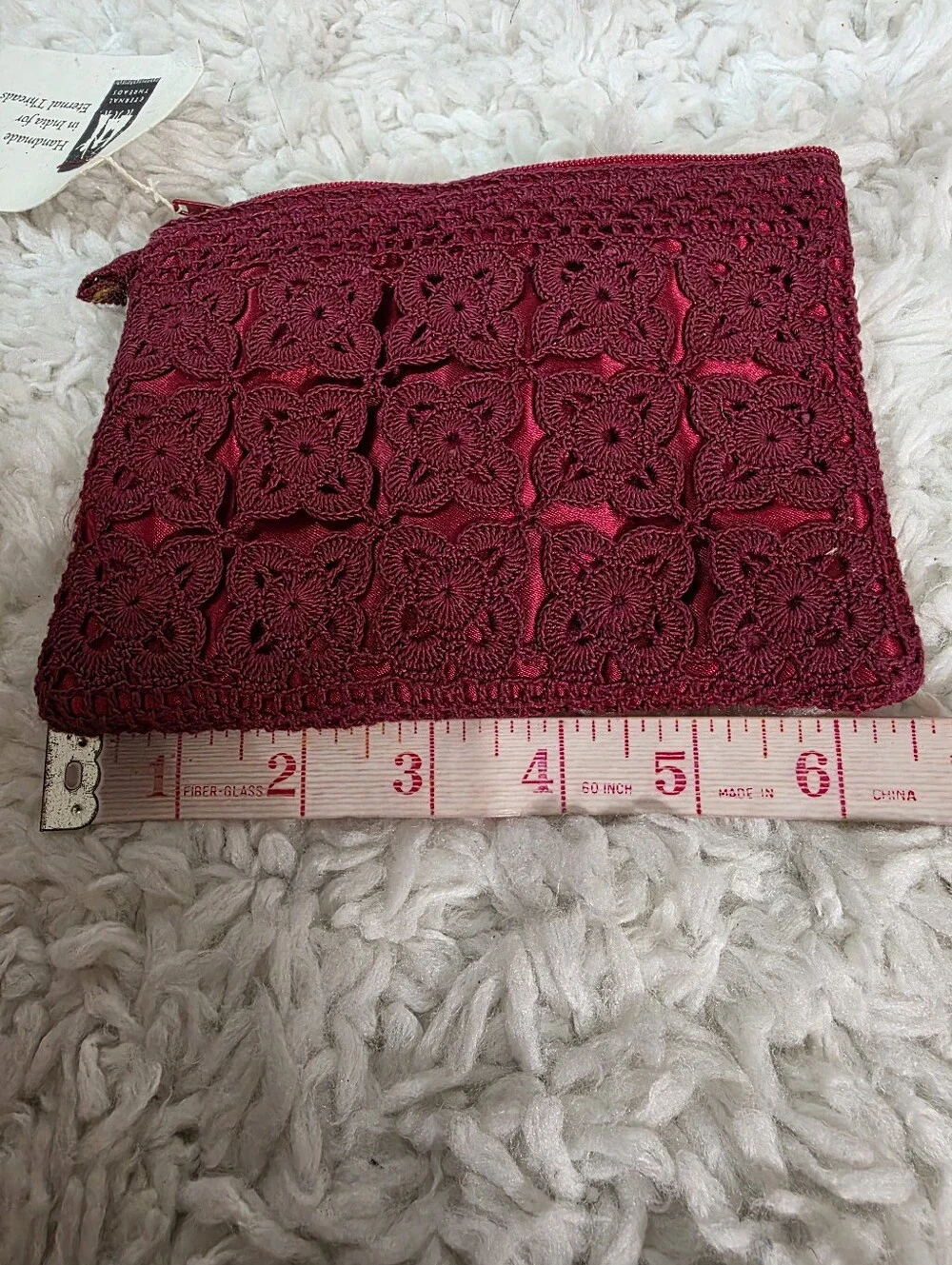 Eternal Thread Crochet Clutch/Makeup Bag in Burgundy/Red